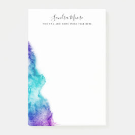 Lila och vattenblått personlig namn post-it block