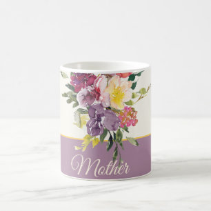 Lila och vinröd vattenfärg blommig anpassningsbar kaffemugg