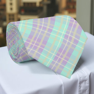 Lila och Violet Pastel Pset Tartan Mönster Slips