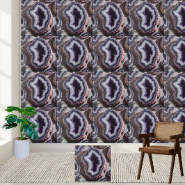 Lila och vit Ametyst Geode Slice Tile Kakelplatta