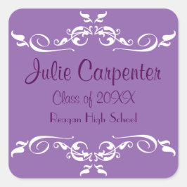 Lila och vit blomma - Studenten-streckmärke Fyrkantigt Klistermärke