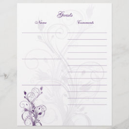 Lila och vit Blommigt Guest Bok Papper