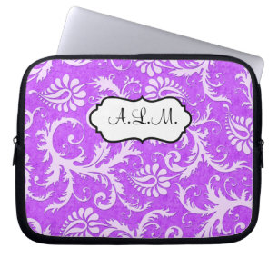 Lila och vit Blommigt Laptop sleeve