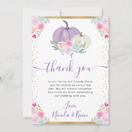 Lila och vit Blommigt Pumpkins Fall Wedding Tack Kort