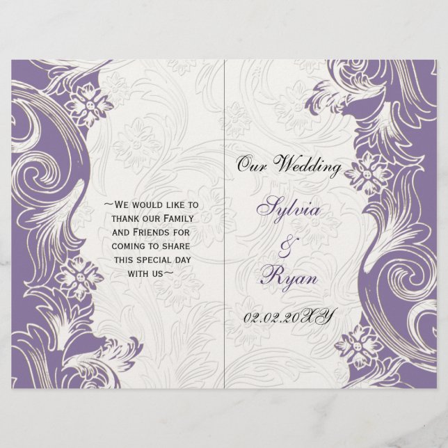 Lila och vit Blommigt Vår bröllop (Framsida)