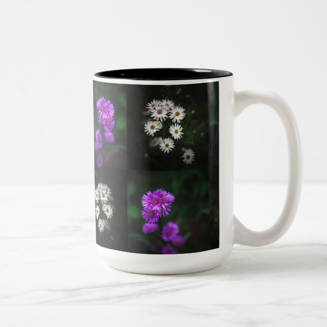 Lila och vit blomsterträdgård Två-Tonad mugg (Höger)