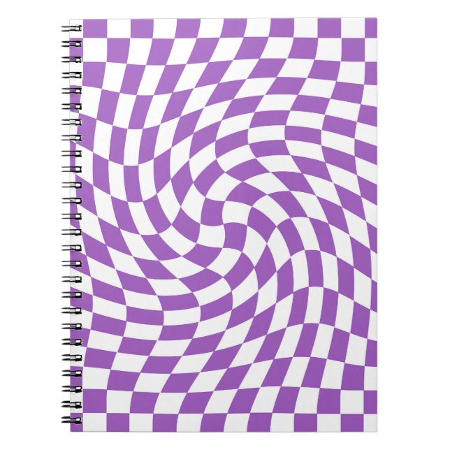 Lila och Vit Checkerboard Mönster Anteckningsbok (Framsidan)