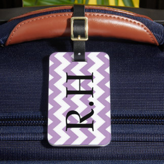 Lila och vit Chevron-väskemärke Bagagebricka