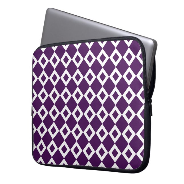 Lila och vit Diamond Mönster Laptop Fodral (Framsidan Vänster)