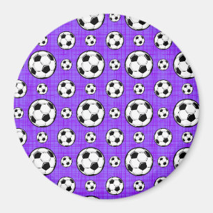 Lila och vit fotboll Mönster Magnet