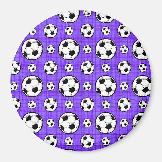 Lila och vit fotboll Mönster Magnet (Framsidan)