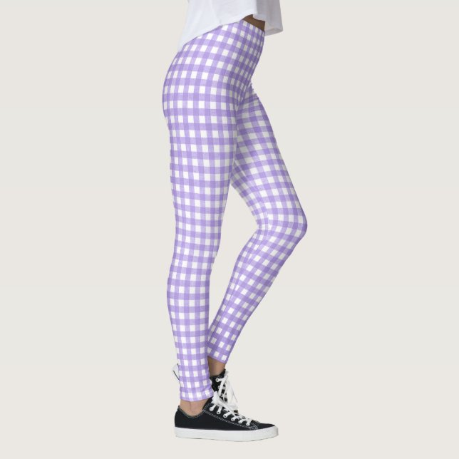 lila och vit gingham mönster leggings (Höger)