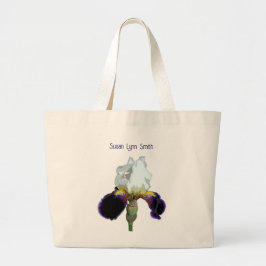 Lila och vit Iris Jumbo Tote Tygkasse
