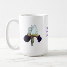 Lila och vit iris med citat kaffemugg