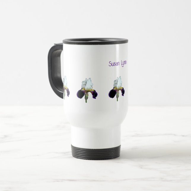 Lila och vit Iris-resemugg Resemugg (Framsida vänster)