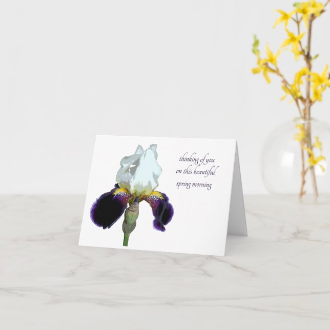 Lila och vit Iris välkomstkort Kort (Gul blomma)