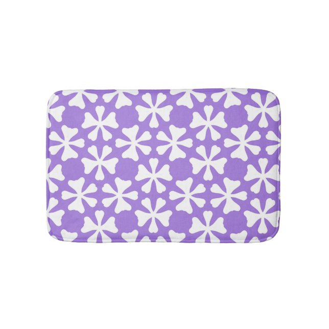 Lila och vit modern geometrisk blommig mönster badrumsmatta (Framsidan)