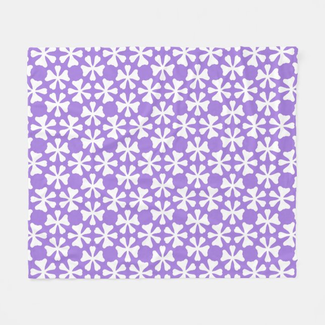 Lila och vit modern geometrisk blommig mönster fleecefilt (Framsidan (Horisontell))