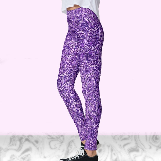 Lila och vit modern snyggt trendig mönster leggings (Skapare uppladdad)