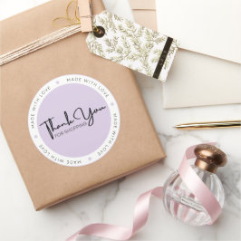 Lila och Vit modern Tack, Sticker Runt Klistermärke