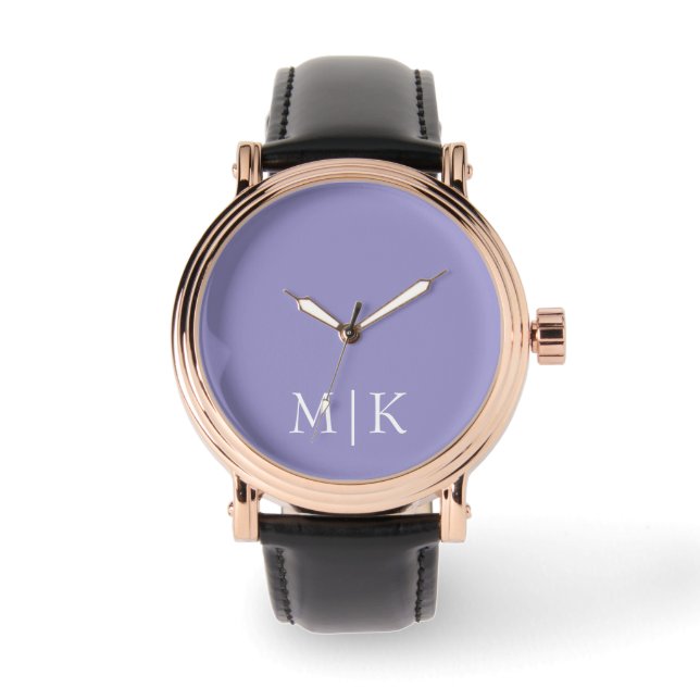 Lila och Vit | Modernt Monogram Armbandsur (Framsida)