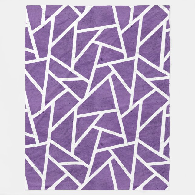 Lila och vit mosaik mönster fleecefilt (Framsidan)