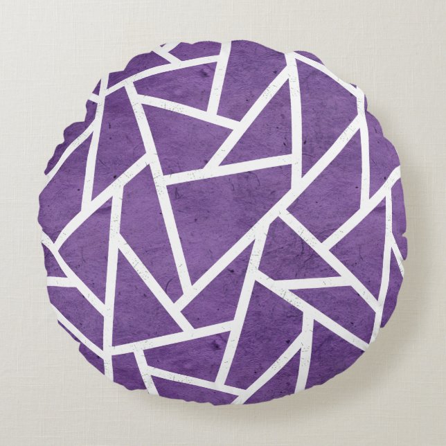 Lila och vit mosaik mönster rund kudde (Framsidan)