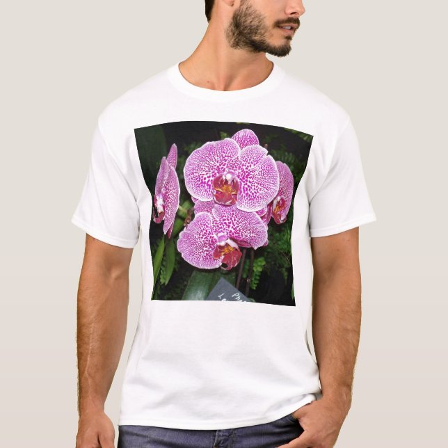 Lila och vit orkidé tee shirt (Framsida)