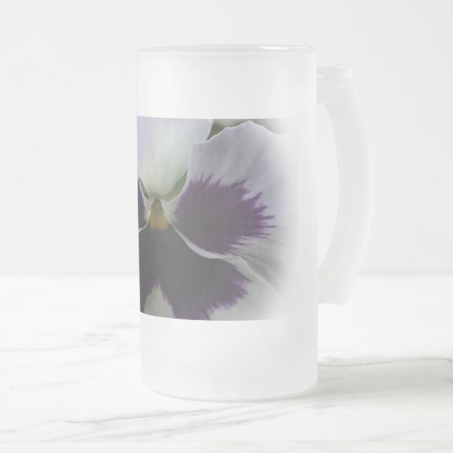 Lila och vit pensé frostat ölglas (Framsida höger)