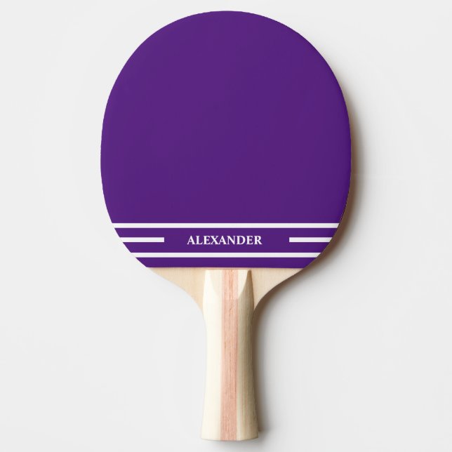 Lila och vit Ping Pong Paddle med Namn Pingisracket (Framsidan)