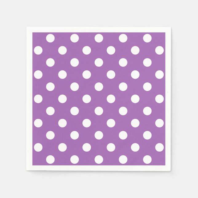Lila och vit polka Dot Mönster Pappersservett (Framsidan)