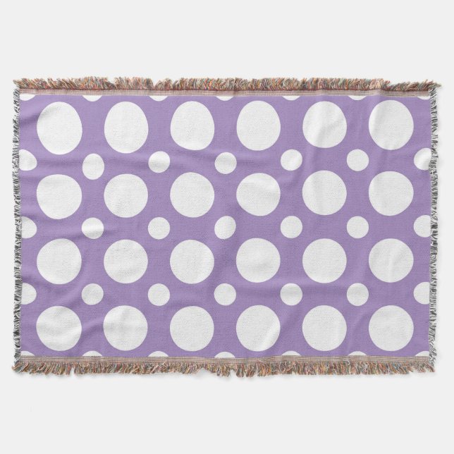 Lila och vit polka dots täckfilt mysfilt (Framsidan)
