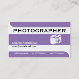 Lila och vit professionell för fotokamera visitkort