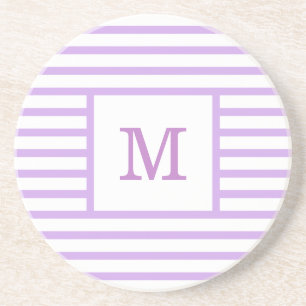Lila och vit Rand Anpassningsbar Monogram Sandston Underlägg