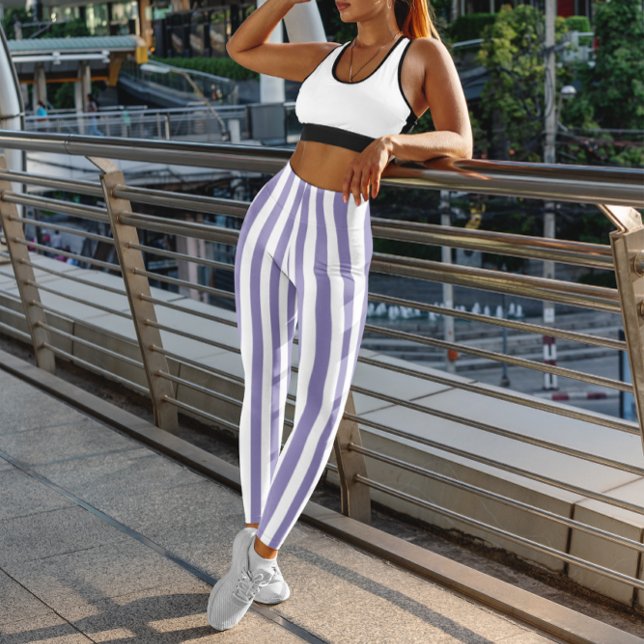 Lila och vit rand leggings (Skapare uppladdad)