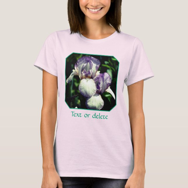 Lila och vit skäggirisblomma par t shirt (Framsida)