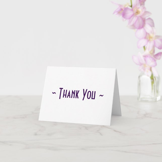 Lila och vit textbaserad mappad Tack Kort (Orkide)