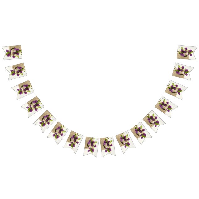 Lila och vit tulpanbuntning Party banderoll Vimplar (Alla)