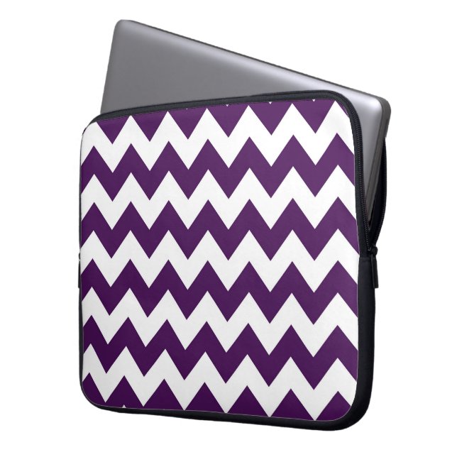 Lila och vit Zigzag Laptop Fodral (Framsidan Vänster)