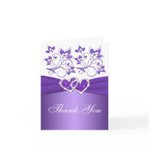 Lila och vita blommiga sammankopplade hjärtan tack