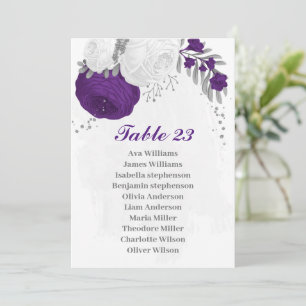 lila och vita blommor silver-platskort inbjudningar