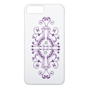 Lila och vita Monogram iphone case