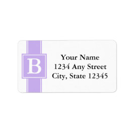 Lila och vita monogrammade Returetiketter Adressetikett