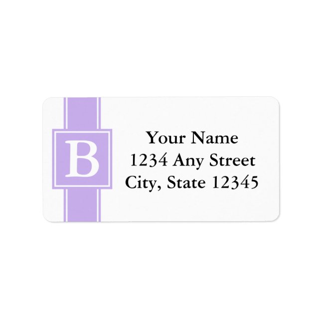Lila och vita monogrammade Returetiketter Adressetikett (Framsidan)