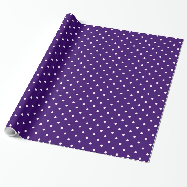 Lila och Vita Polka dots Presentpapper (Utrullad)
