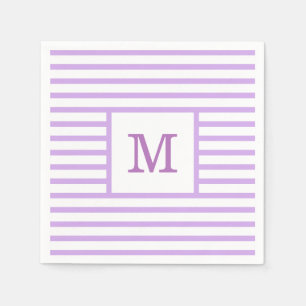 Lila och vita ränder anpassad monogram pappersservett