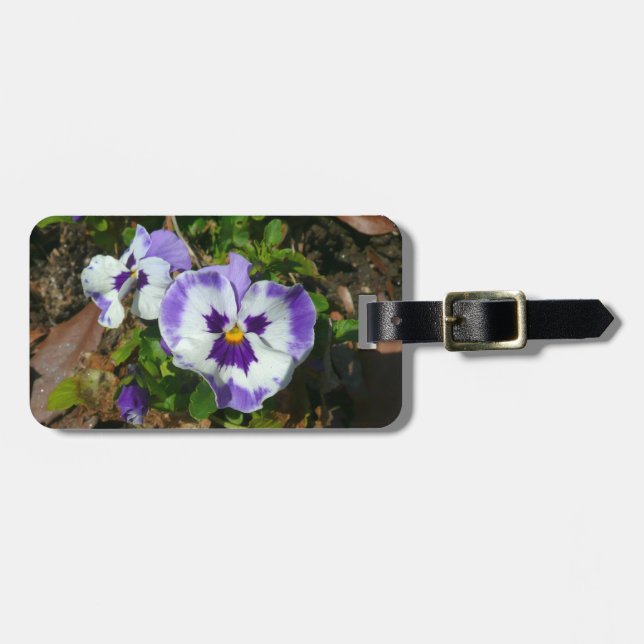 Lila och vita rutor Färgfull Blommigt Bagagebricka (Horisontell Framsida)