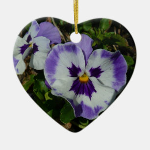 Lila och vita rutor Färgfull Blommigt Julgransprydnad Keramik