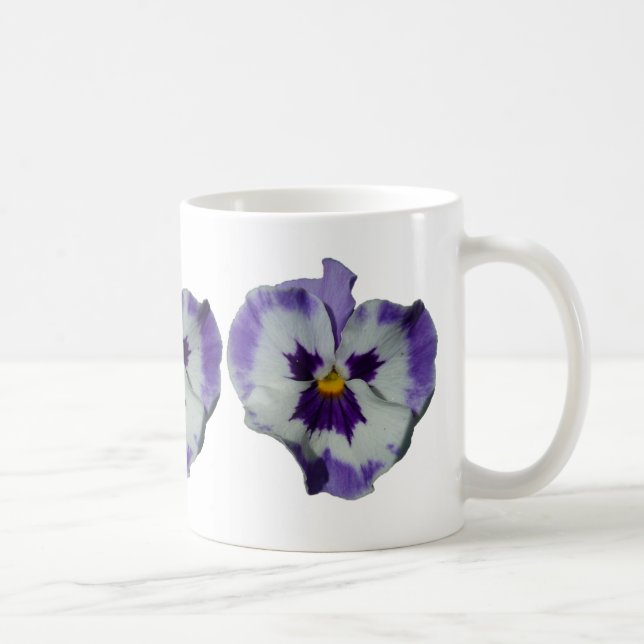 Lila och vita rutor Färgfull Blommigt Kaffemugg (Höger)
