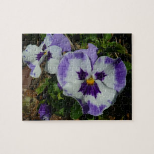 Lila och vita rutor Färgfull Blommigt Pussel